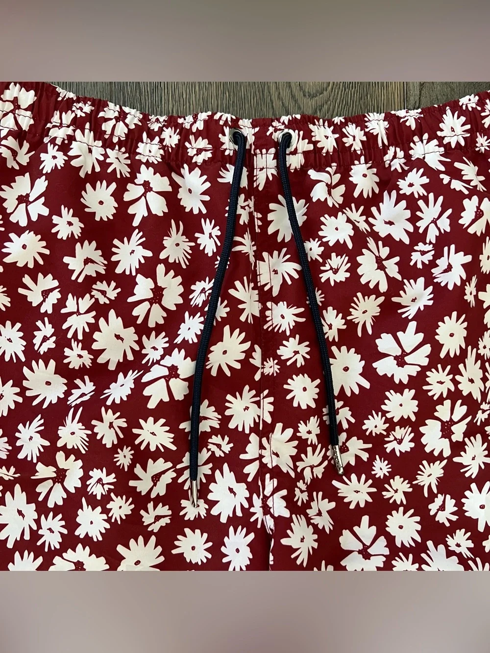 ZARA Men’s Red Floral Print Elastic Waist Swim Trunks Size XL